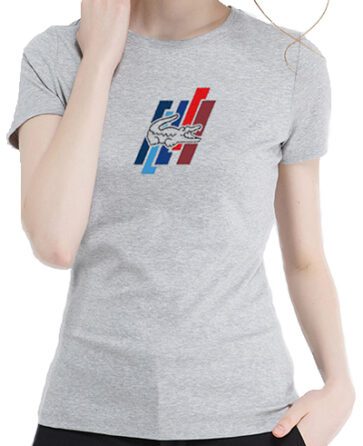 לקוסט-LACSOTE TSHIRT WOMEN DESGIN SHORT - GRAY