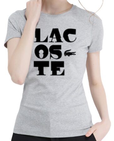 לקוסט-LACSOTE TSHIRT WOMEN DESGIN SHORT - GRAY