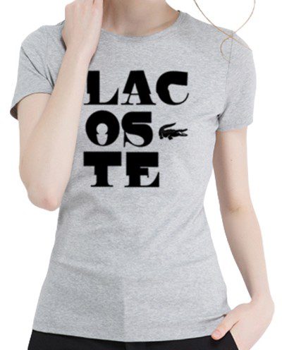 לקוסט-LACSOTE TSHIRT WOMEN DESGIN SHORT - GRAY
