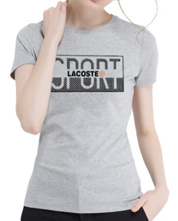 לקוסט-LACSOTE TSHIRT WOMEN DESGIN SHORT - GRAY