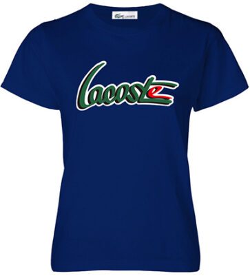לקוסט-LACSOTE TSHIRT WOMEN DESGIN SHORT - NAVY BLUE