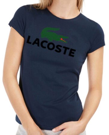 לקוסט-LACSOTE TSHIRT WOMEN DESGIN SHORT - NAVY BLUE