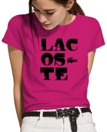 לקוסט-LACSOTE TSHIRT WOMEN DESGIN SHORT - PINK