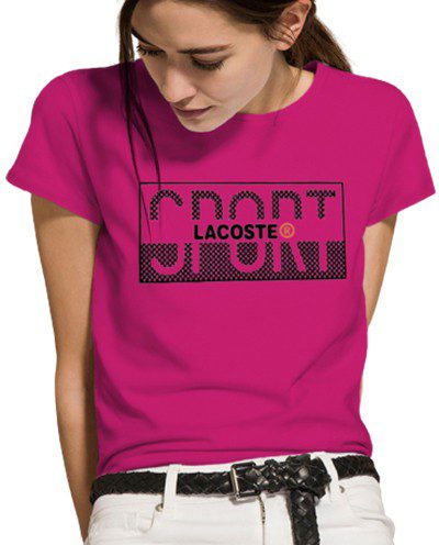 לקוסט-LACSOTE TSHIRT WOMEN DESGIN SHORT - PINK