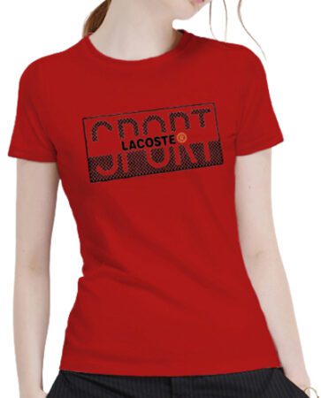 לקוסט-LACSOTE TSHIRT WOMEN DESGIN SHORT - RED
