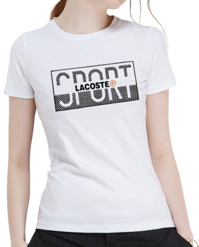 לקוסט-LACSOTE TSHIRT WOMEN DESGIN SHORT - WHITE