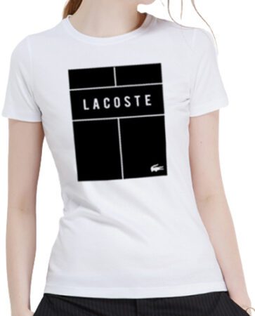 לקוסט-LACSOTE TSHIRT WOMEN DESGIN SHORT - WHITE