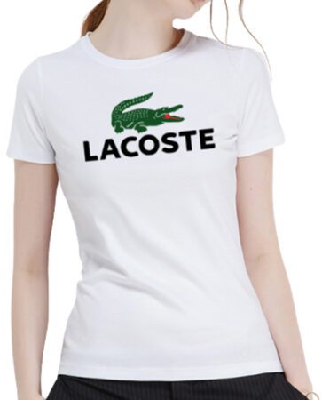 לקוסט-LACSOTE TSHIRT WOMEN DESGIN SHORT - WHITE
