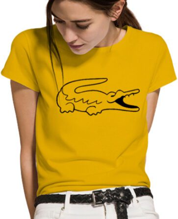 לקוסט-LACSOTE TSHIRT WOMEN DESGIN SHORT - YELLOW