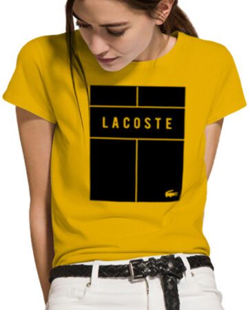 לקוסט-LACSOTE TSHIRT WOMEN DESGIN SHORT - YELLOW