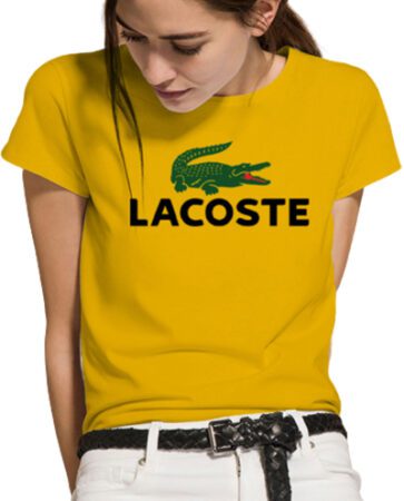 לקוסט-LACSOTE TSHIRT WOMEN DESGIN SHORT - YELLOW