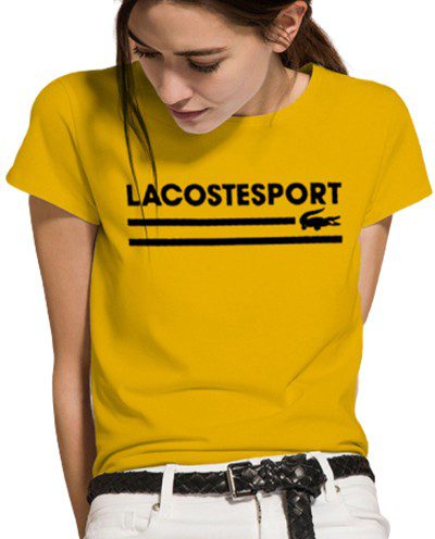לקוסט-LACSOTE TSHIRT WOMEN DESGIN SHORT - YELLOW