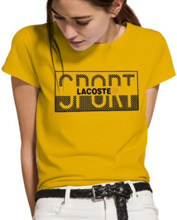 לקוסט-LACSOTE TSHIRT WOMEN DESGIN SHORT - YELLOW