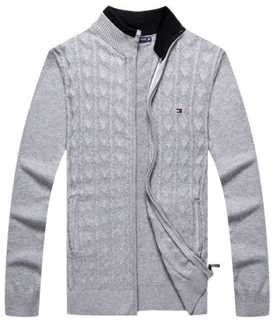 טומי הילפיגר-TOMMY SWETER ZIP MEN'S - Gray