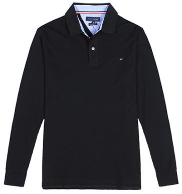 טומי הילפיגר-TOMMY POLO LONG MEN'S - Black