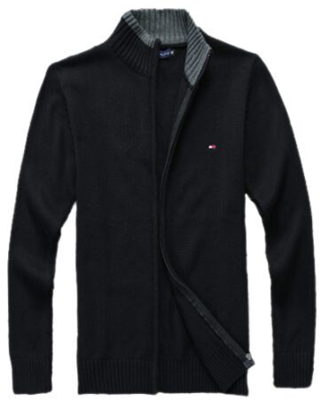 טומי הילפיגר-TOMMY SWETER ZIP MEN'S - Black