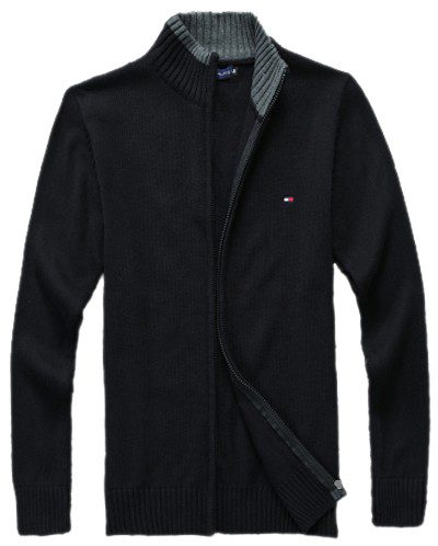 טומי הילפיגר-TOMMY SWETER ZIP MEN'S - Black