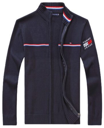 טומי הילפיגר-TOMMY SWETER ZIP MEN'S - Nave Blue