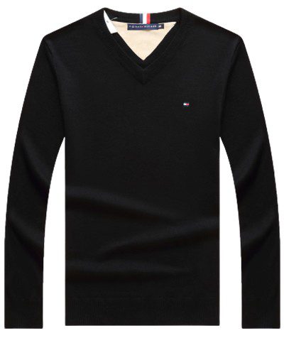 טומי הילפיגר-TOMMY TSHIRT MEN'S LONG V - Black