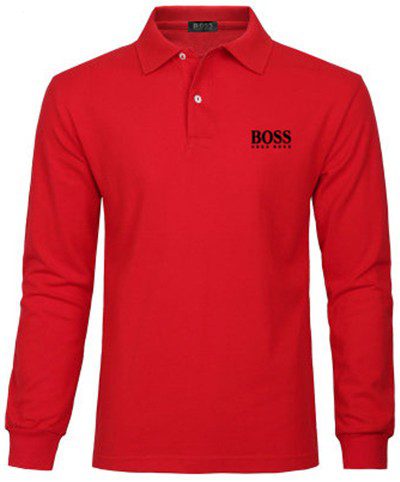 בוס-HUGO BOSS MEN'S LONG POLO - RED