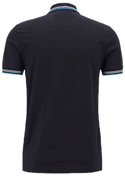 בוס-HUGO BOSS POLO TSHIRT MEN'S - Black & Blue White Border – תמונה 2