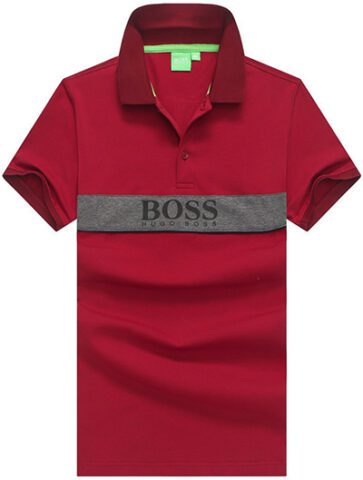 בוס-HUGO BOSS POLO TSHIRT MEN'S - Fire Brick & Gray