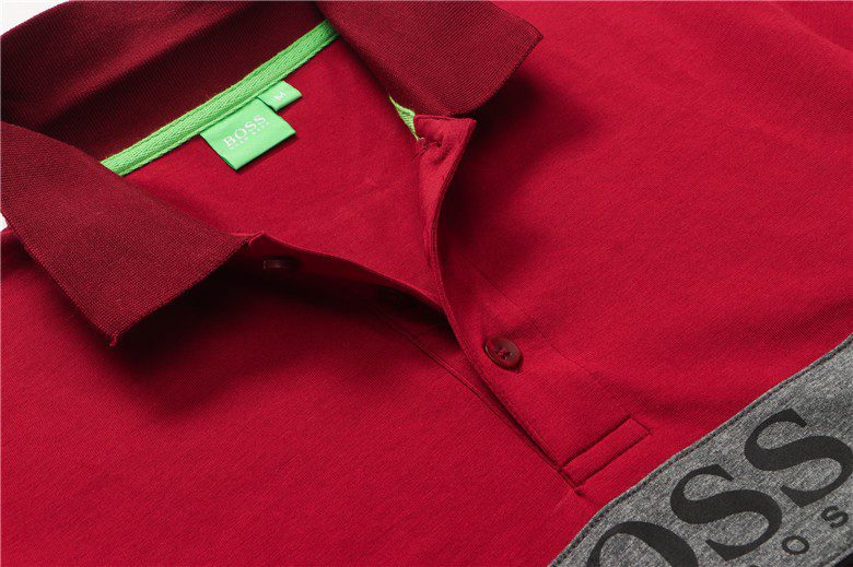 בוס-HUGO BOSS POLO TSHIRT MEN'S - Fire Brick & Gray – תמונה 3