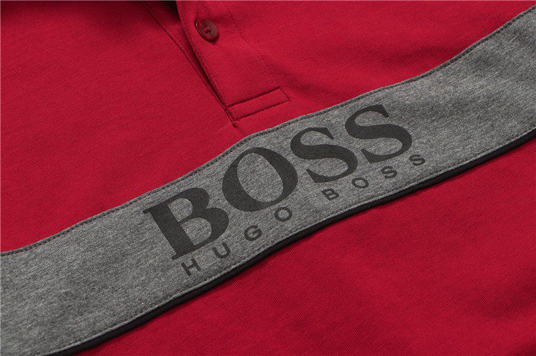 בוס-HUGO BOSS POLO TSHIRT MEN'S - Fire Brick & Gray – תמונה 7