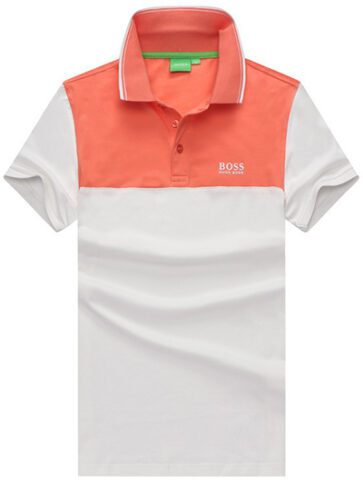 בוס-HUGO BOSS POLO TSHIRT MEN'S - Salmon & White
