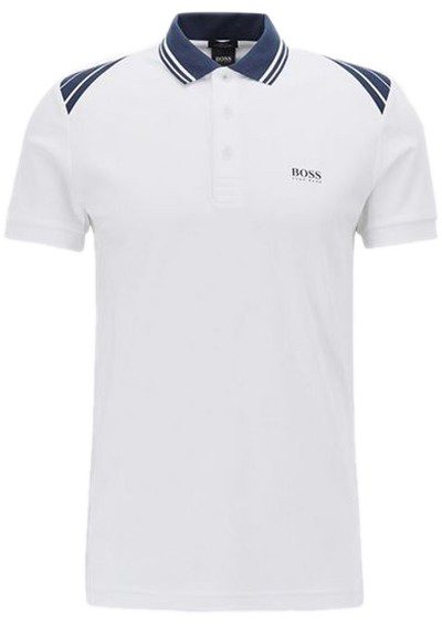 בוס-HUGO BOSS POLO TSHIRT MEN'S - White & Navy Blue – תמונה 3