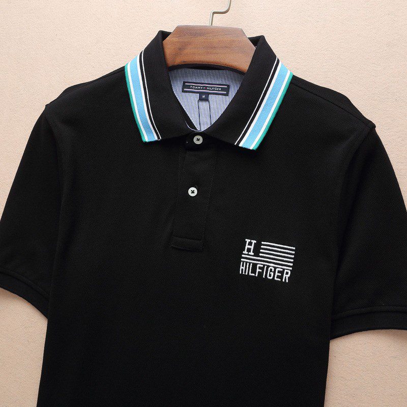 טומי הילפיגר-TOMMY POLO MEN'S TSHIRT - Black – תמונה 3