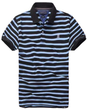 טומי הילפיגר-TOMMY POLO MEN'S TSHIRT - Black & Tropical Blue