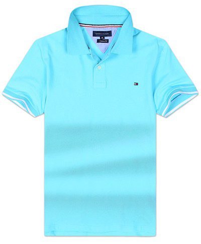 טומי הילפיגר-TOMMY POLO MEN'S TSHIRT - Columbia Blue – תמונה 2