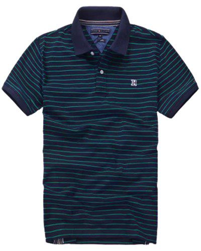 טומי הילפיגר-TOMMY POLO MEN'S TSHIRT - Navy Blue & Blue Stone