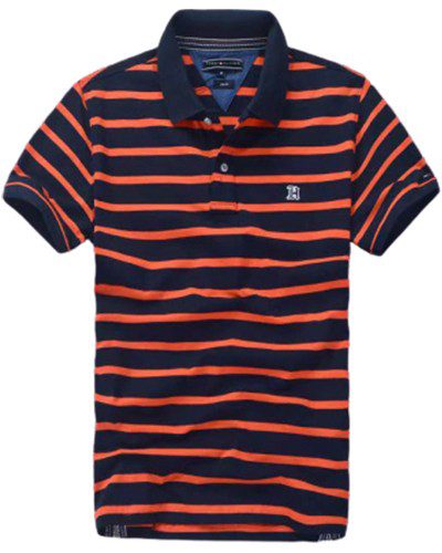 טומי הילפיגר-TOMMY POLO MEN'S TSHIRT - Navy Blue & Tomato
