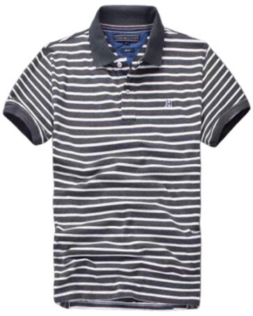 טומי הילפיגר-TOMMY POLO MEN'S TSHIRT - White & Shuttle Grey