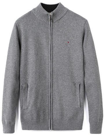 טומי הילפיגר-TOMMY SWETER ZIP MEN'S - GRAY