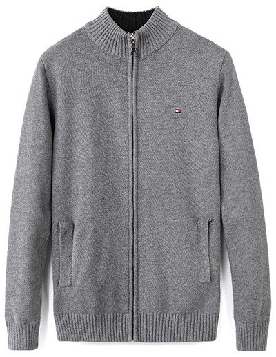 טומי הילפיגר-TOMMY SWETER ZIP MEN'S - GRAY