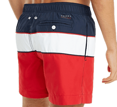 טומי הילפיגר-TOMMY SWIM MEN'S - BLACK WHITE & RED – תמונה 2