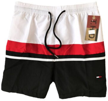 טומי הילפיגר-TOMMY SWIM MEN'S - WHITE RED & BLACK