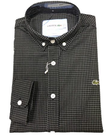 לקוסט-LACOSTE LONG MEN SHIRT - Black Russian