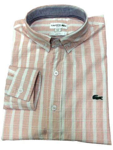 לקוסט-LACOSTE LONG MEN SHIRT - Cashmere & WHITE