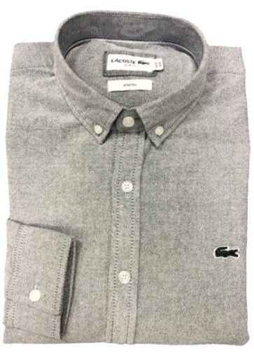 לקוסט-LACOSTE LONG MEN SHIRT - Foggy Grey