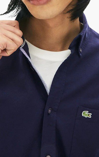 לקוסט-LACOSTE LONG MEN SHIRT - NAVY BLUE – תמונה 5