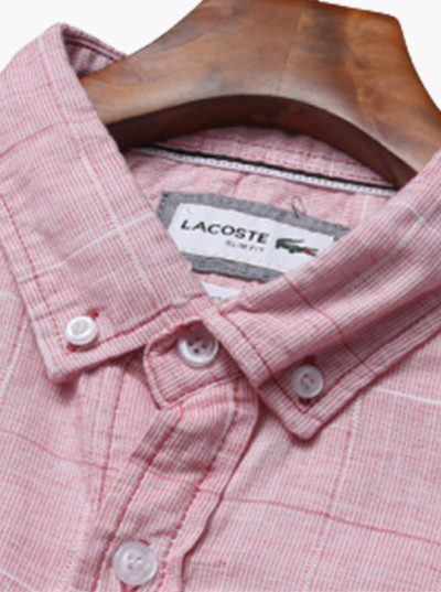 לקוסט-LACOSTE LONG MEN SHIRT - Pink Flare – תמונה 4