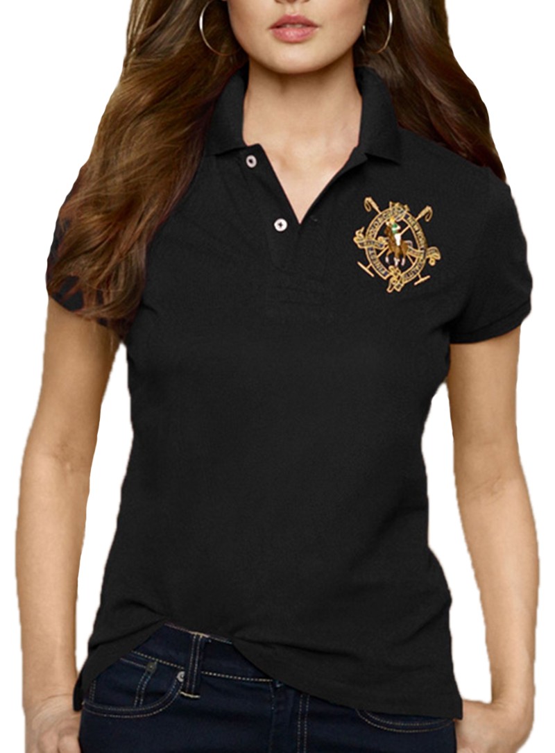 ראלף לורן-RALPH LAUREN POLO TSHIRT SHORT WOMEN - Black