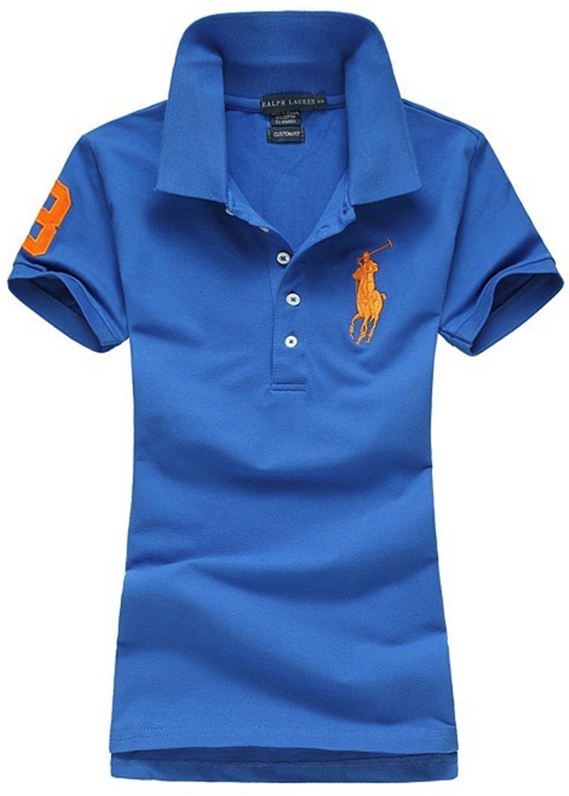 ראלף לורן-RALPH LAUREN POLO TSHIRT SHORT WOMEN - Blue & ORG Logo