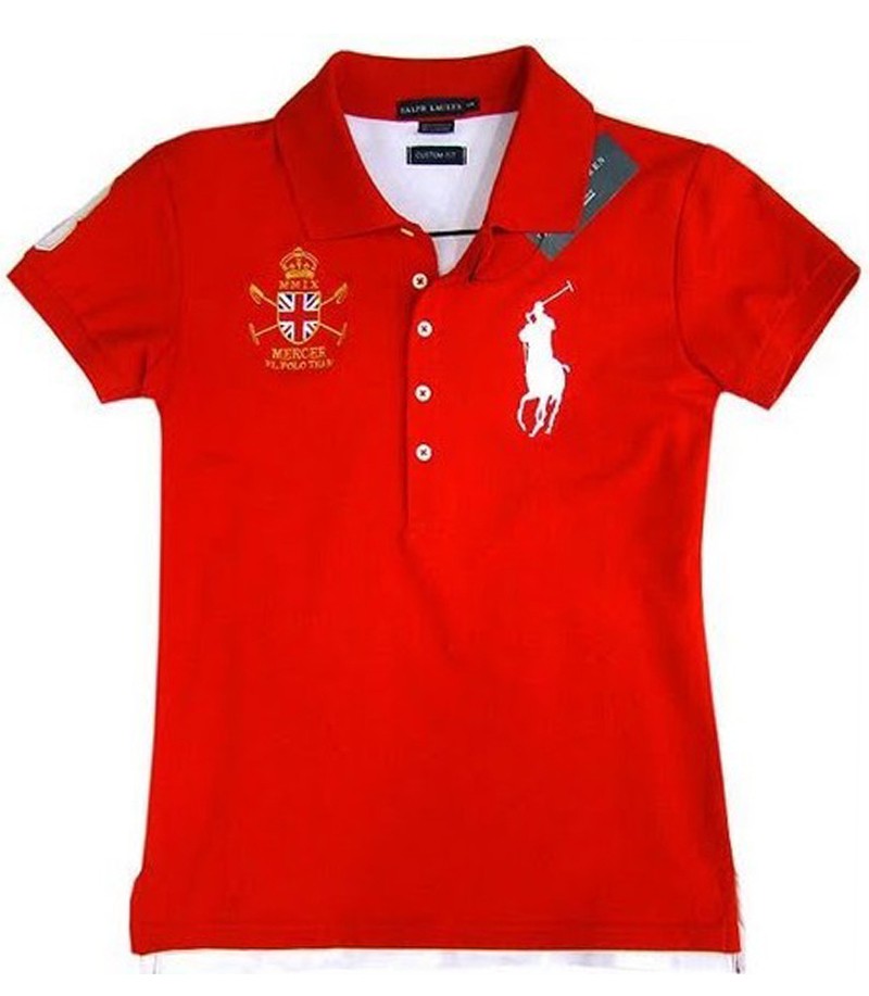 ראלף לורן-RALPH LAUREN POLO TSHIRT SHORT WOMEN - Red & White Logo