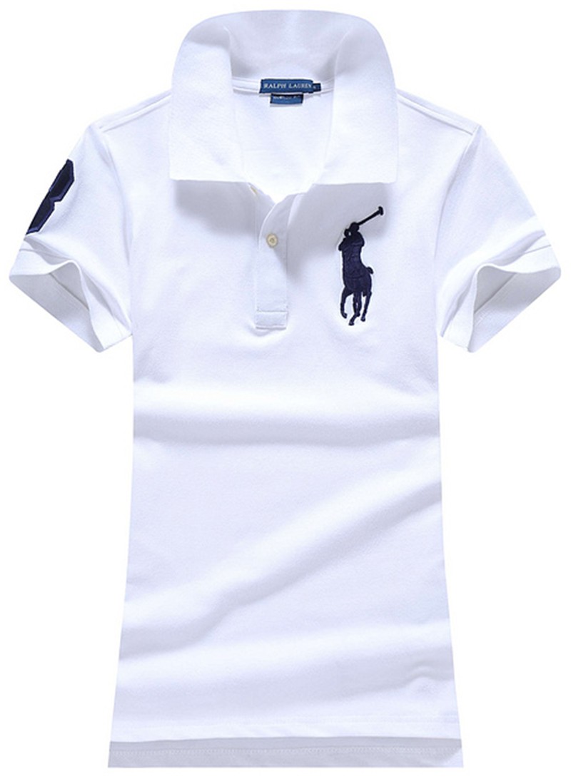 ראלף לורן-RALPH LAUREN POLO TSHIRT SHORT WOMEN - White & Black Logo