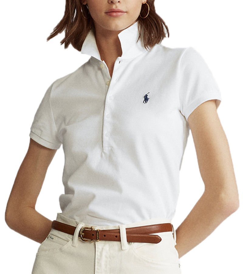 ראלף לורן-RALPH LAUREN POLO TSHIRT SHORT WOMEN - White